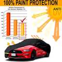 YIXIN Waterproof Car Covers for 1994-2026 Ford Mustang GT/Shelby/Cobra/Bullitt/ECOBOOST car Cover 190T Covers Suitable for 100% Waterproof and Windproof Belt and Double Door Zipper up to 192" L