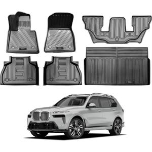 Vanseno Compatible for 2019-2024 2025 BMW X7 G07 Floor Mats and Cargo Liner All-Weather Rubber Mat Floor Liner Protector for 2019 2020 2021 2022 2023 2024 2025 BMW X7 Accessories (Only for 6 Seater)