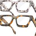 VISOONE 2 Pack Blue Light Blocking Glasses Rectangle Frame and Chic Preppy Look for Women Men RIVER (Coco Tortoise + Cheetah Tortoise)
