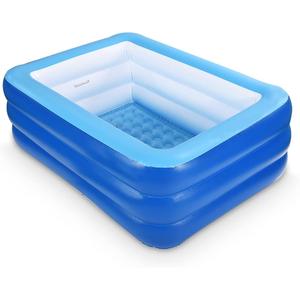 Inflatable Swimming Pools, 118" X 66" X 21" Full-Size Inflatable Pool for Kids and Adults, Durable Family Lounge Pool, Kiddie Pool for Backyard, Garden or Indoor (Blue)