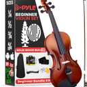 Pyle 4/4 Full Size Acoustic Violin Premium Solid Wood  Complete Violins Set with Hard Case, Bow, Extra Strings, Rosin, Full Accessories Kit - Mobile App Tuner 2 Month Free Lessons for Kids & Adults