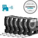 DYMO Labels for LabelManager and LabelWriter Duo Label Makers Great for Organization Indoor or Outdoor Use 1/2" (12mm) x 23' (7m) Black Print on White Tape Water Resistant Pack of 6