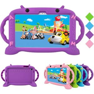 CHIN FAI Kids Case for Samsung Galaxy Tab A7 10.4 Inch 2020 (SM-T500/T505/T507), Kids Friendly Shockproof Soft Silicone Handle Stand Protective Cover (Purple)