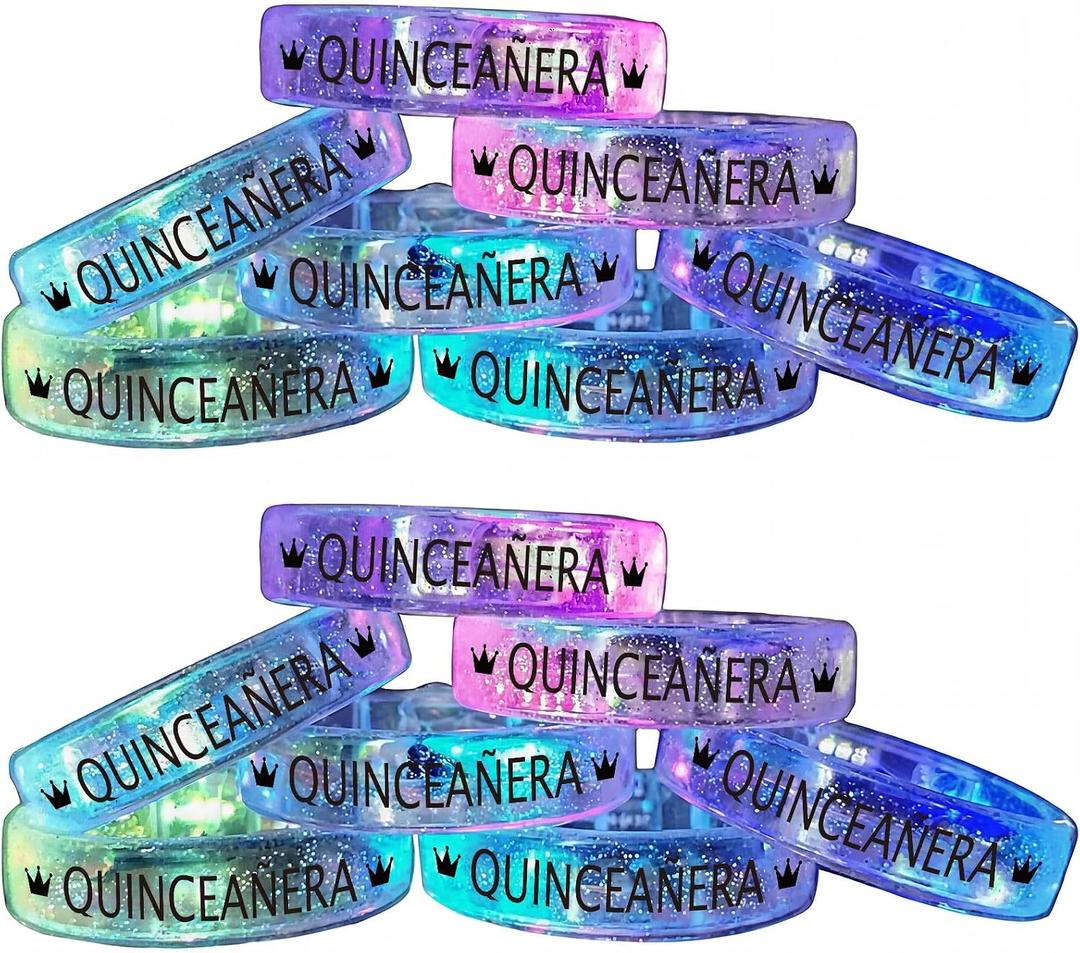 Glow in the Dark Bracelets Party Supplies LED Light up Bracelets for Weddings, Quinceañeras, Birthdays