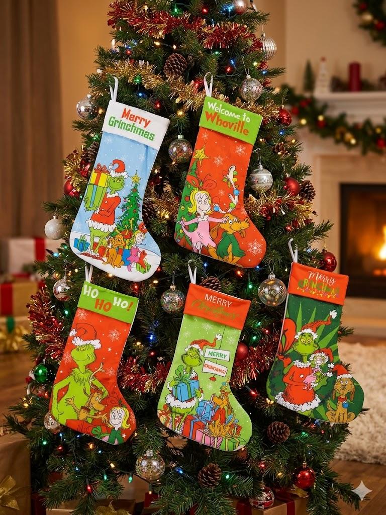 Personalized Christmas Stockings Set of 6,Christmas Stockings Bulk 6 Packs，18 * 12 Inch Red Stockings Christmas,Christmas Decorations for Family Holiday Party Decor