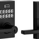 Kwikset SmartCode 917 Keypad Keyless Entry Residential Electronic Lever Lock Deadbolt Alternative with Halifax Door Handle, SmartKey Security, Matte Black Contemporary