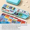 3 Pack 14 Grids Travel Pill Organizer Box with 415-Pcs Medicine Name Labels - Pocket Daily Pharmacy Case Container Kit - Travel Medication Holder Dispenser for Fish Oil Vitamin, Khaki+Grey+Sky Blue
