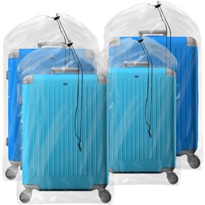 Besti Luggage Covers for Suitcase Set of 4 – Dustproof Suitcase Covers for Luggage Moving Bags – Durable PE Storage Clear Plastic Bags – 31 x 62 Inch Drawstring Luggage Protector Suitcase Cover