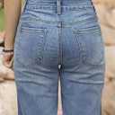 Flamingals Straight Leg Jeans for Women Low Rise Cropped Jeans Wash Embroidery Raw Hem Denim Pants (M)