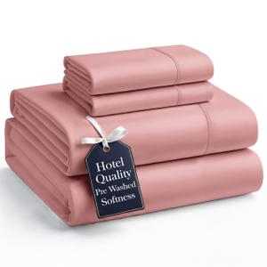 Casa Platino Bedding King Sheet Set – 4 Piece Set, Pre-Washed Ultra Soft Sheets, Deep Pocket Sheets, Cooling Bed Sheets, Brushed Microfiber, Cozy & Smooth Finish, 15" Fit for King Bed - Rose Dawn