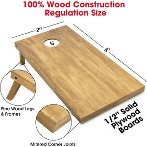 GoSports 4 ft x 2 ft Regulation Size Wooden Cornhole Boards Set with Light Brown Finish - Includes Carrying Case (Choose Your Colors)