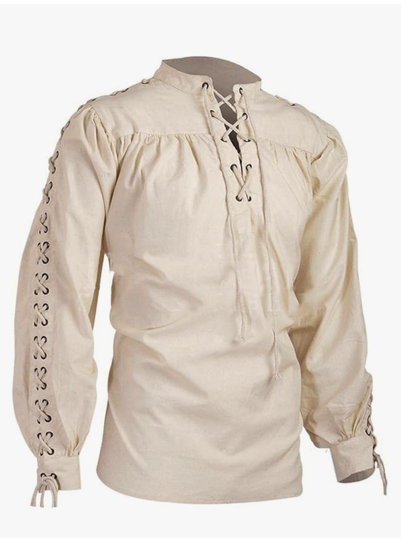Underwear Men's Loose Linen Medieval Gothic Renaissance Shirt Long Sleeve Pirate Mercenary Costume(size M)