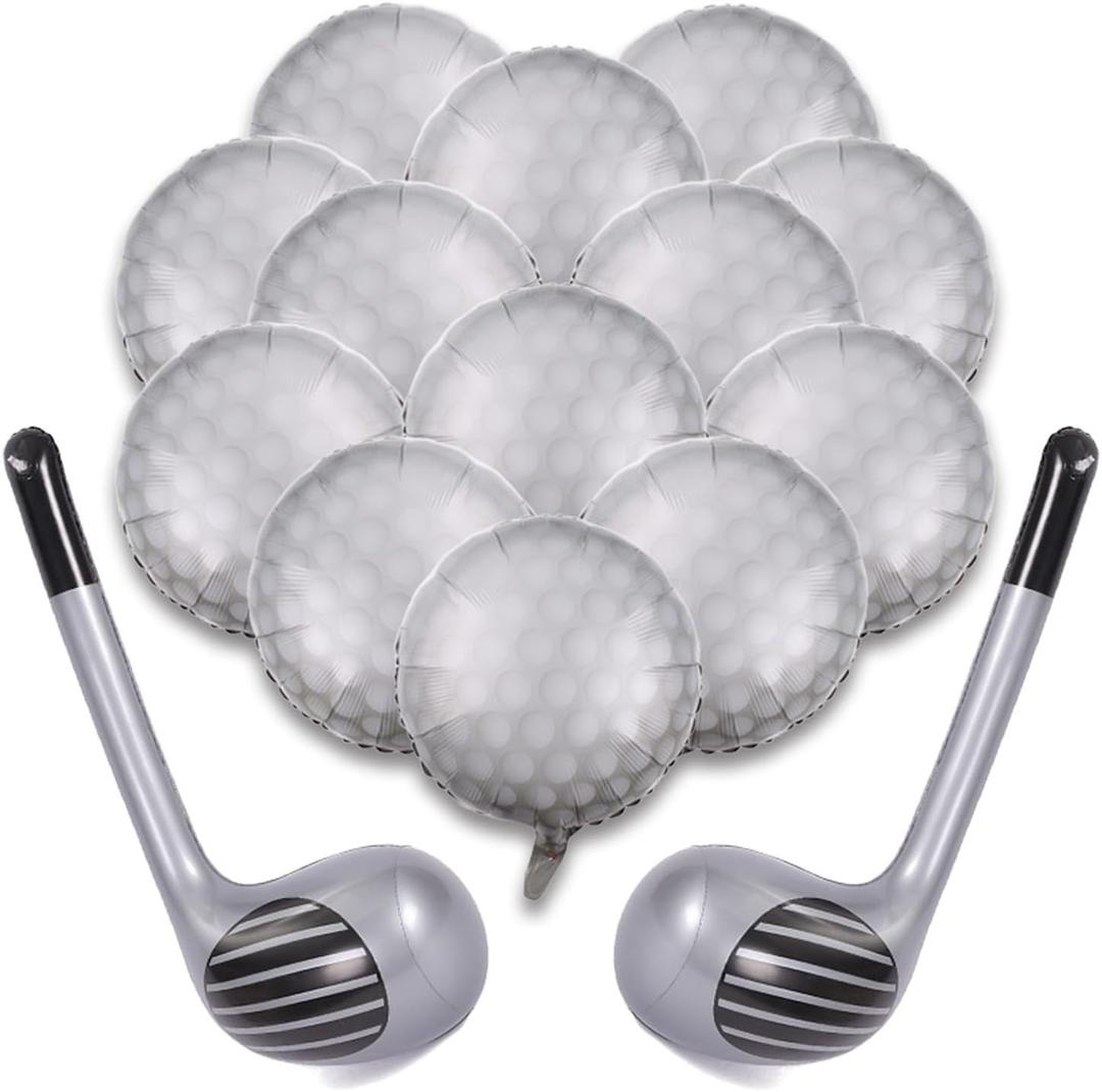 15Pcs Golf Balloons Sports Birthday Party Decorations Include 13Pcs 18 inch Balloons & 2Pcs Golf Club,Golf Themed Party Decorations for Boys