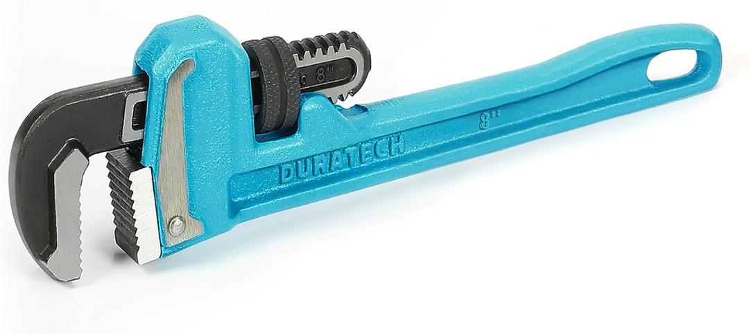 DURATECH 8-Inch Heavy Duty Pipe Wrench, Adjustable Plumbing Wrench, Malleable Cast Iron Handle, Exceed GGG standard