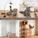 Suction Cup Cat Toy for Indoor Cats, 4 Play Modes Hands Free Interactive Cat Teaser Wand with 12 Replaceable Bell Attachments, Self Play Kitten Toys for Boredom Relief and Exercise
