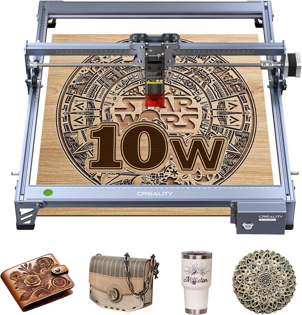 Creality Laser Engraver Machine 10W Output Power, 72W DIY Laser Engraving Machine 0.06mm High Precision Laser Cutter and Engraver for Wood and Metal, Paper, Acrylic, Glass, Leather etc, 17" x 16" (Falcon-10W Basic)