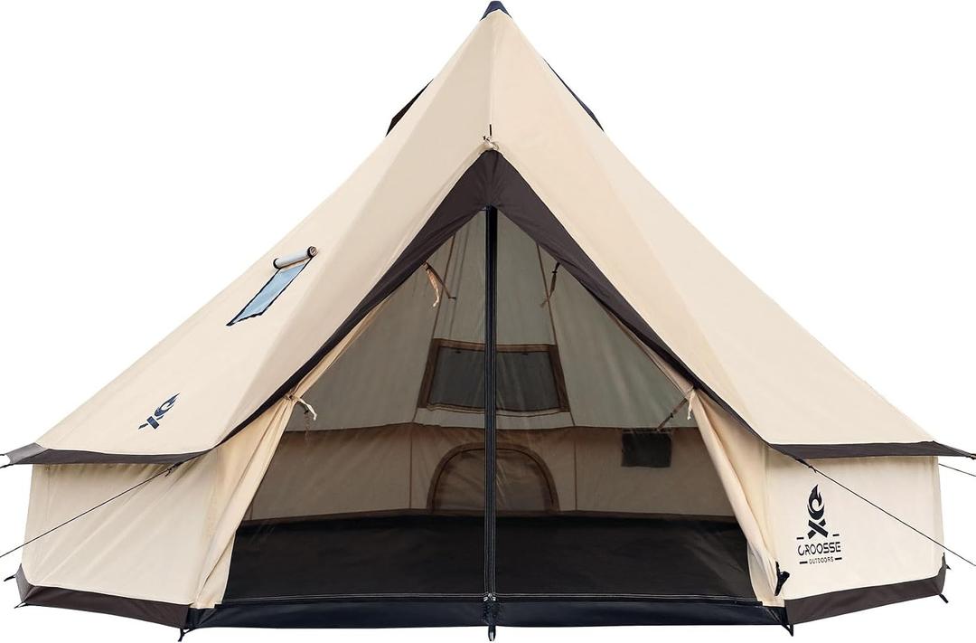 Oxford Bell Yurt Tent with Stove Jack, Easy-to-Maintain Yurts for All Year Living, 4 Season Yurt Tents for Camping, Family Glamping Tent for 2-6 People