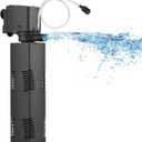 Aquarium Filter for 40-150 Gal. Tank Crystal 300GPH Biochemical Filtration Powerful Pump Submersible Internal Fish Tank Filters Large Tank Pond Clear Wavemaker Air Supply 4 in 1