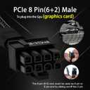 YEZriler 2-Pack 8 Pin PCIe Cable for EVGA Power Supply, PCIe 8 Pin Male to (6+2) Male PCI Express Power Adapter Sleeved 25-inch (63cm)
