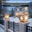 SLAWA Outside Housing Post Lighting Fixtures 9.8In Solar Post Caps Lights Bronze Aluminium Waterproof Column Light Outdoor Solar Powered Landscape Lighting Porch Pillar Lamp Fence Deck Mailbox Lantern, A Bronze-25CM