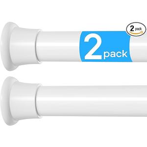 2 Pack Shower Curtain Rod 31-76 Inches Adjustable Tension Curtain Rod No Drilling Spring Loaded Curtain Rods White Shower Rods For Bathroom,Window,Closet,Room Divider,7/8" Diameter