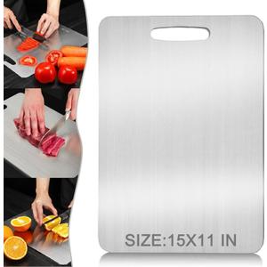 2025 New Titanium Cutting Board, 15" x 11" Large Steel Cutting Boards for Kitchen, Stainless Steel Cutting Board, Durability Titanium Cutting Mat for Home