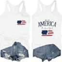 Women's 4th of July Outfits USA Shirt Memorial Day Red White and Blue Patriotic Shirts American Flag Graphic Tops (Medium, Tank-white-2)
