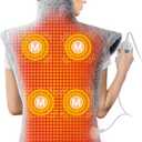 Massaging Heating Pad for Neck and Shoulders and Back, Large Electric Heating Pad for Back Pain Relief with 3 Heat Levels, 4 Massage Settings, 4 Massage Motors