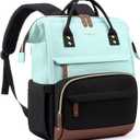 LOVEVOOK Laptop Backpack for Women, 15.6 Inch Work Business Backpacks Purse With Large Capacity, Waterproof Nurse Bag College Bookbag for School, Waterproof Casual Daypack for Travel (Mint Green-black)