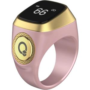 Smart Tasbih Zikr Ring, 20mm Muslim Digital Azan Alarm Clock, Tasbih Counter Smart Ring (Pink)