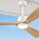72" Outdoor Ceiling Fans with Lights and Remote Control, Large Ceiling Fan with Lights High CFM Quiet 3 Blades Propeller Wood Ceiling Fan, Outdoor Fan for Patio Porch Gazebo