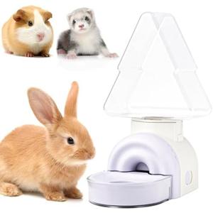 mini&moe Rabbit Water Dispenser - 17.6oz Guinea Pig Water Bottle No Drip for Cage Automatic Gravity Silent Hanging Bunny Water Dispenser with Floating Bowl for Hamster, Gerbils, Ferret, Chinchilla