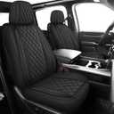 MIROZO Faux Leather Truck Seat Covers, Custom Fit for 2007-2013 and 2019-2023 Chevy Silverado GMC Sierra 1500 & 2500HD 3500HD Crew Cab (Black)