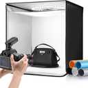 Tellegloww Light Box Photography 24 x 24'' Large Photo Studio Light Box with 224 Adjustable Ring LED Strip, 5 Color Backdrops, Diffuser Photo Booth Machine for Professional Shooting Product Tent Kit