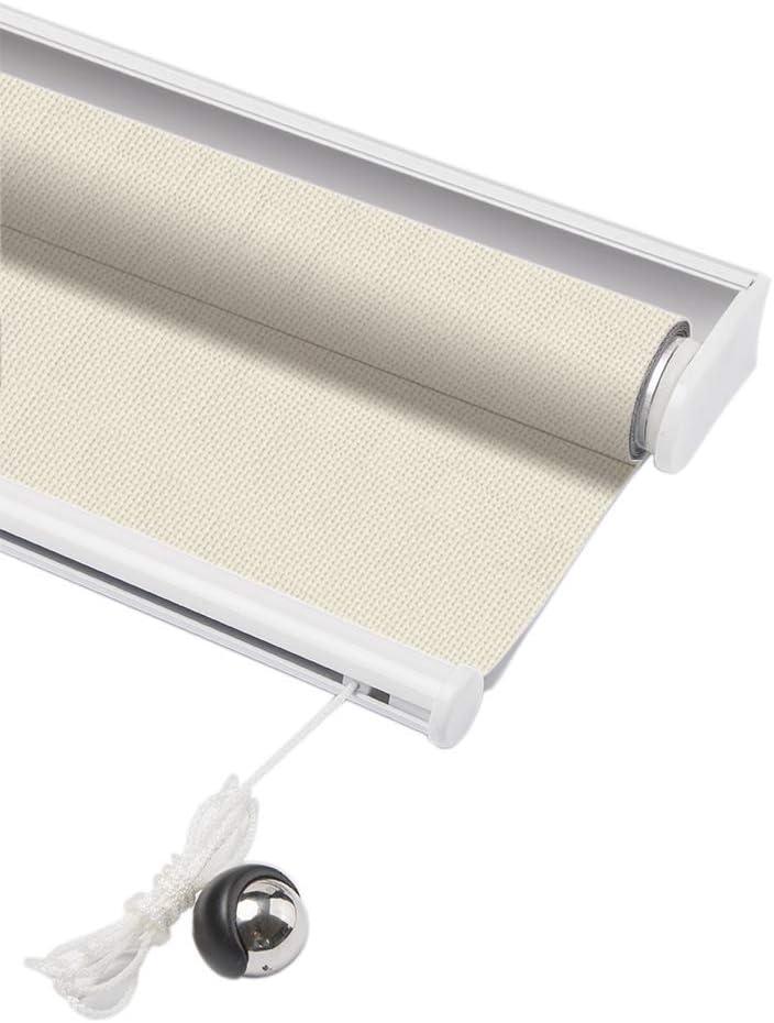Skansen Sunscreen Fabric Fine Thread Sun-Shading Cordless Spring Roller Shades Heat Insulation See Through Window for Living Room, Accept Customized Size (Beige)