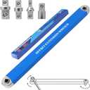 Offset Extension Wrench, Zero Degree Ratchet Extension Set Impact Ready Socket Wrench Extender Tool with 1/2", 1/4", 3/8" Drive Adapters and 1/4" Socket for Tight Place (Blue)