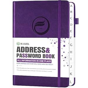 Address Book with Alphabetical Tabs, Hardcover Password Book, Address Organizer Keep Track of Phone Numbers, Special Days, Birthdays, Anniversaries and Notes(4.8″x 5.8″, DeepPurple)