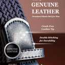 Mens Braided Elastic Stretch Golf Belt  Big and Tall Men Woven Belt, 1.38" Leather-Tipped Adjustable Fit (Waist 44"-50" Stretch, Blue)