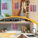 9.8'' Large Acrylic Straw Holder for Cabinet Door - [2025 Newly Upgraded] Reusable Tumbler Straw Organizer Storage with Ultra Sticky Cupboard Door Mounted & Sticker,Small Kitchen Accessories Container