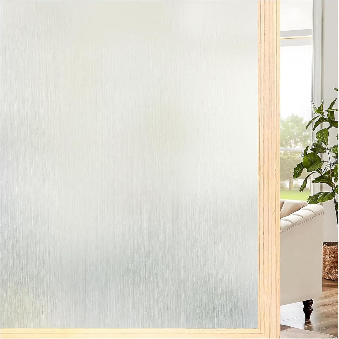 Coavas Window Privacy Film Static Cling, Non-Adhesive Removable Privacy Window Film, Frosted Glass UV Blocking Window Tint for Home, Office, Bathroom (Silver 34.5 x 78.7 in)