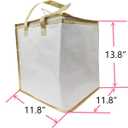11.8×11.8×13.8" Reusable Insulated Zipper Aluminum Foil Tote Bag Suit for Picnic Cake FruitDrink Refrigeration Also for Delivery of Takeaway Thermal Pizza Insulated Delivery (Laser White)
