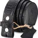 HJones Western Belts for Men without Buckle,Cowboy Belt Buckles for Men,1.5" Wide Genuine Leather Belt No Buckle (42, Black-crocodile)
