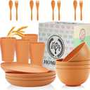 Wheat Straw Dinnerware Sets, Homienly 20pcs Unbreakable Microwave Dishwasher Safe Tableware Lightweight Bowls, Cups, Plates Set Reusable Dinner Plates Bowls set (Orange)