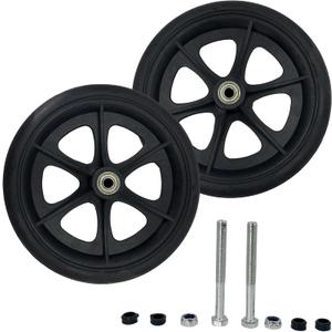 2 Pack 8" Replacement Wheelchair Wheels for Rollator Walker Wear-Resistant PU Wheelchair Front Wheels Drive Rollator Wheels Parts(Black, 8 Inch)