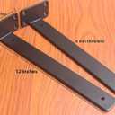 2 Pack - 12 inch Black Hidden L Shelf Bracket (1/5 Inch Thicked) Iron Floating Shelf Brackets Rustic Industrial Metal Brackets for Shelf Support