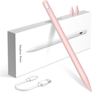 Stylus Pens for iPad 9th Gen 10th 11th Generation, USB C Magnetic Palm Rejection Tilt Sensitivity School Student Draw with Replacement Tips Type C Active Pencil for Apple iPad 11 (A16) 10 Pro Air Pink