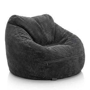 Oversized Corduroy Bean Bag Chair for Adults, Memory Foam Beanbag Sofa with 3 Pillows and Armrest, for Living Room, Bedroom, Dorm, No Assembly (Dark Grey)