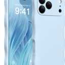 Magnetic for iPhone 17 Pro Max Case, [Full Camera Protection][Compatible with MagSafe] Cute Wave Frame Silicone Shockproof Protective Phone Case for iPhone 17 Pro Max 6.9", Light Blue