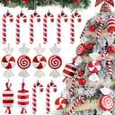 14Pcs Christmas Lollipop Candy Cane Ornaments, Hanging Candy Cane Christmas Tree Crafts 6.5Inch Red White Fake Candy Pendant for Xmas Tree Decor New Year Home Party Supplies