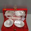 NOBILITY Bowl Spoon Tray Set Silver Plated Dry Fruits Dessert Serving Set Diwali Christmas Eid Wedding Return Gifts Friends Family Home Decorative Housewarming Corporate Gift items